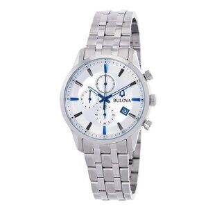 NWT Authentic Bulova Sutton Chronograph Quartz Silver Dial Men's Watch